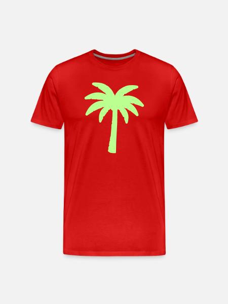 Neon palm tree silhouette on black - Men's Premium Organic T-Shirt - red