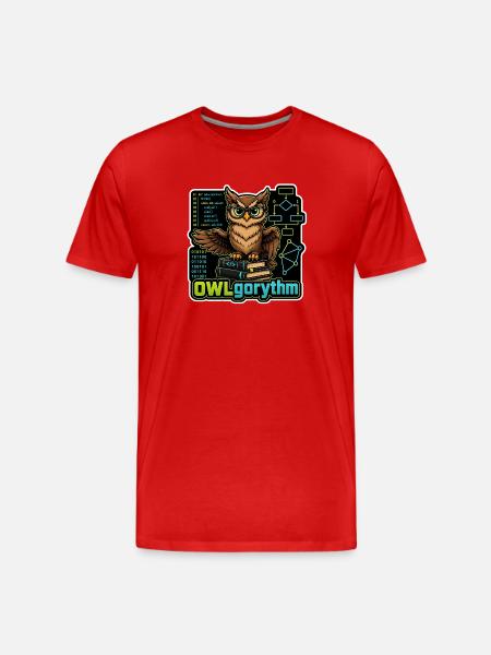 OWLgorythm – Coding-Eule - Männer Premium Bio T-Shirt - Rot