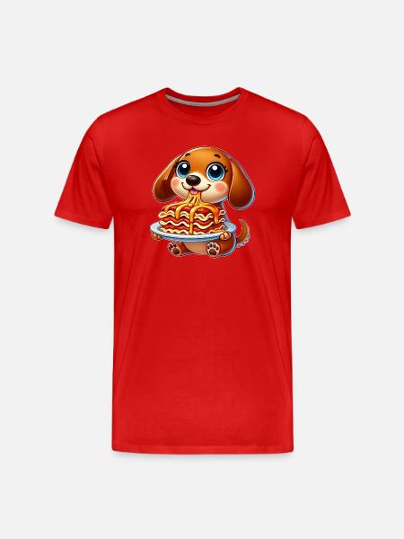 Funny Dachshund Lasagna Italian Kitchen Dog - Men's Premium Organic T-Shirt - red