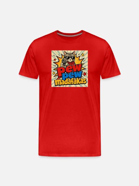 Pew Pew Madafaka's Cat - Men's Premium Organic T-Shirt - red