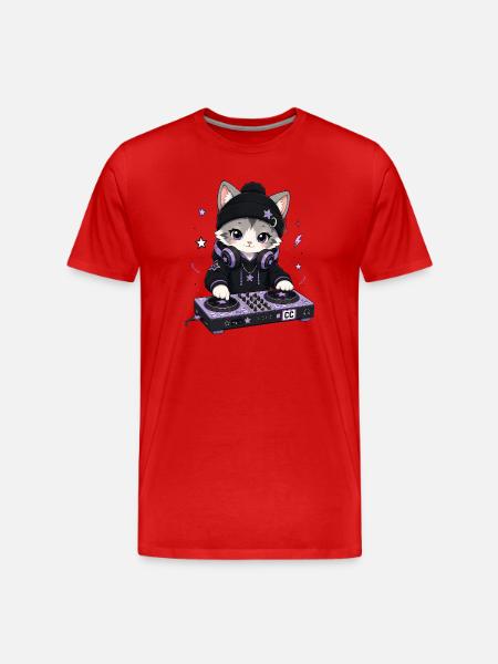 Chat DJ - Männer Premium Bio T-Shirt - Rot