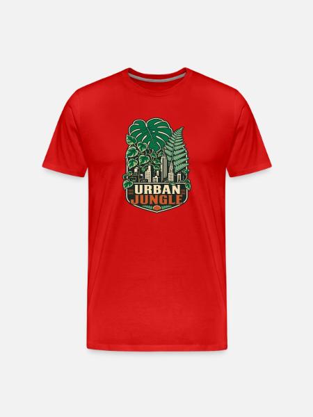 Urban Jungle – Monstera City Plants - Men's Premium Organic T-Shirt - red