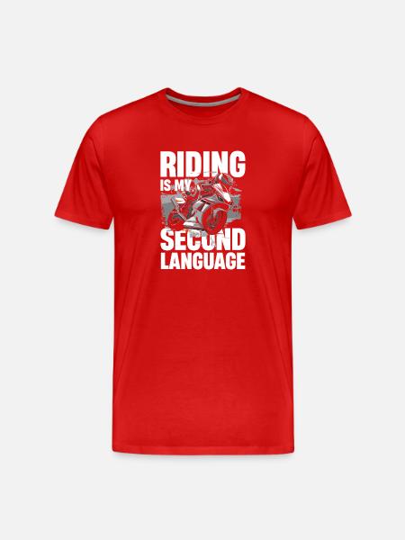Motorcycling is my second language - Men's Premium Organic T-Shirt - red