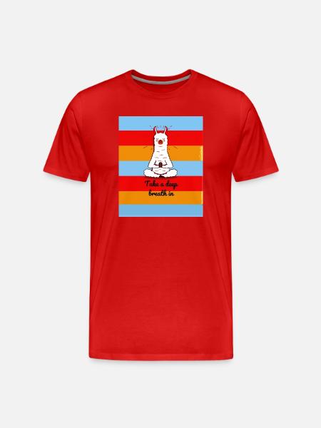 Meditating Lama - Männer Premium Bio T-Shirt - Rot