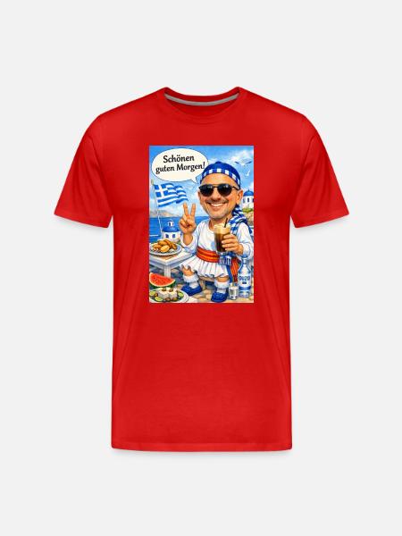 Hellas Morgengruß am Strand - Männer Premium Bio T-Shirt - Rot