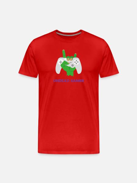 Undead Gamer Zombie Humor - Men's Premium Organic T-Shirt - red