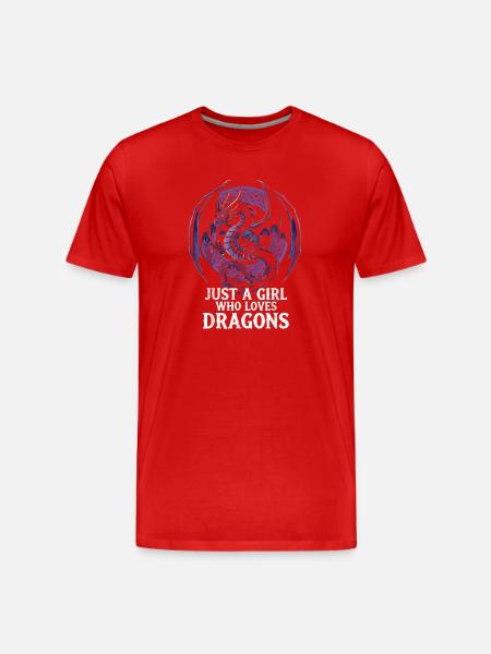 Mädchen liebt Drachen Grafik - Männer Premium Bio T-Shirt - Rot