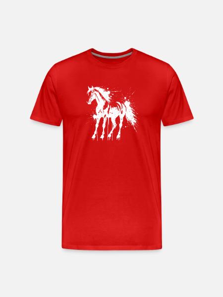White Splash Horse Silhouette - Men's Premium Organic T-Shirt - red
