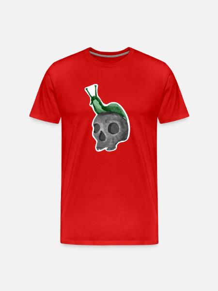 Schädel mit Schnecke - Männer Premium Bio T-Shirt - Rot