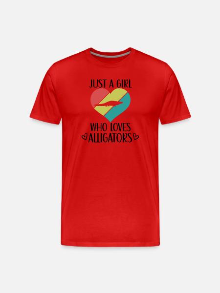 Retro Alligator Herz Silhouette - Männer Premium Bio T-Shirt - Rot