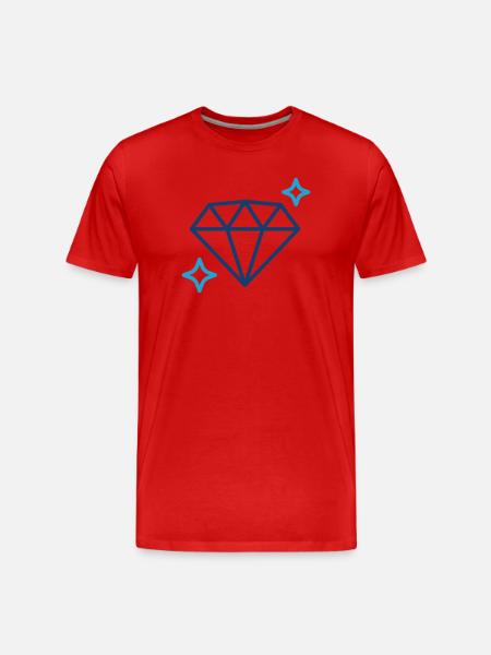 Blauer Diamant-Edelstein-Icon Symbol-Illustrationsdesign - Männer Premium Bio T-Shirt - Rot