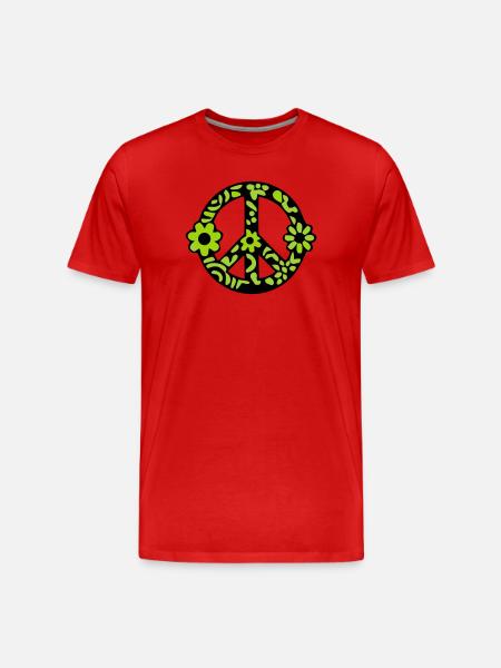 Peace Zeichen Blumen Icon - Männer Premium Bio T-Shirt - Rot