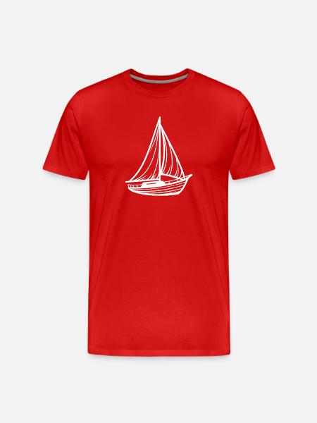Minimalistisches klassisches Segelboot - Männer Premium Bio T-Shirt - Rot