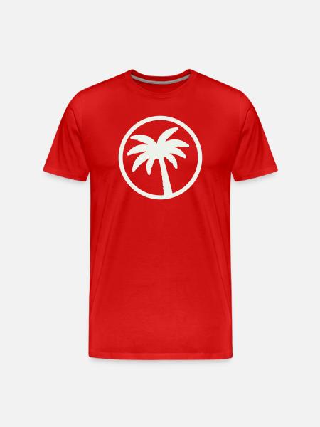 Palm Trees Silhouette Tropics Emblem - Men's Premium Organic T-Shirt - red