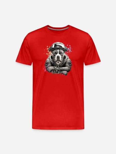 Biker Molosser - 065c - Men's Premium Organic T-Shirt - red