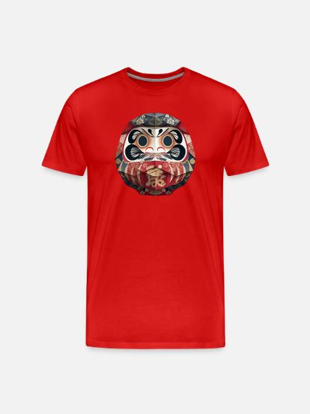 Geometric Daruma Pattern Origami Daruma - Men's Premium Organic T-Shirt - red