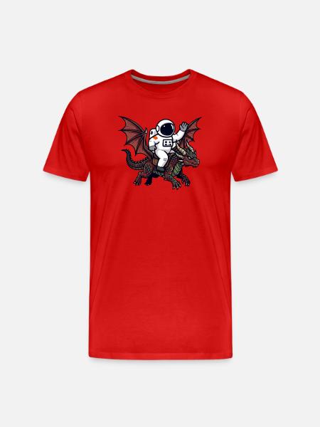 Astronautenreiter auf Dragon - Männer Premium Bio T-Shirt - Rot