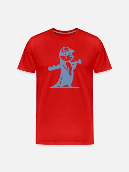 Otter Baseball Silhouette - Männer Premium Bio T-Shirt - Rot