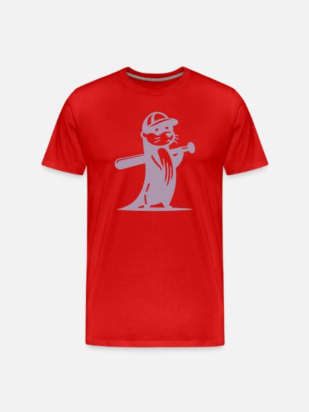Otter Baseball Silhouette - Männer Premium Bio T-Shirt - Rot