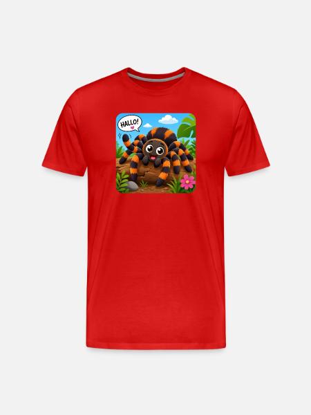 Comic Spinne - Männer Premium Bio T-Shirt - Rot