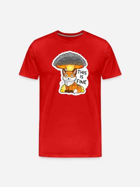 Fuchs, This is fine, Meme, Explosion - Männer Premium Bio T-Shirt - Rot