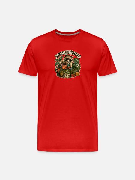 Pflanzenflüsterer Waschbär Gießkunst - Männer Premium Bio T-Shirt - Rot