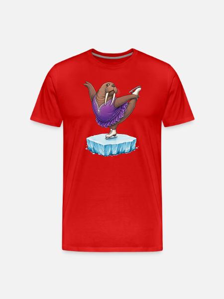 Walross als Eiskunstläuferin auf Eisscholle Kür - Men's Premium Organic T-Shirt - red