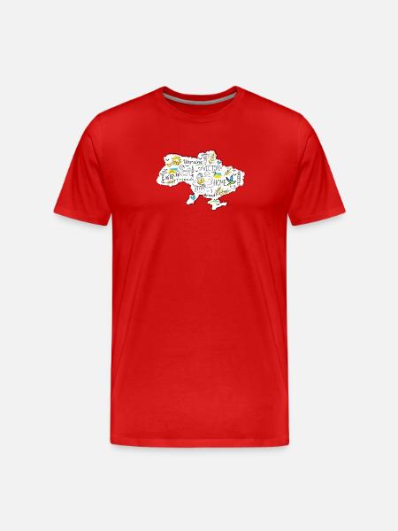 Ukraine-Sieg-Karten-Doodle - Männer Premium Bio T-Shirt - Rot