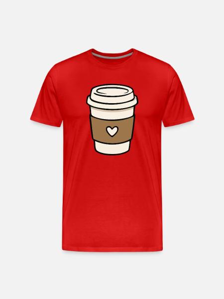 Süße Takeaway-Kaffeetasse mit Herz - Männer Premium Bio T-Shirt - Rot