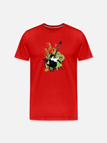 Graphic Floral Green Guitar - Men's Premium Organic T-Shirt - red
