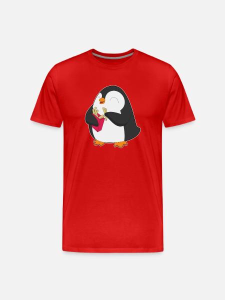 Penguin French fries - Men's Premium Organic T-Shirt - red