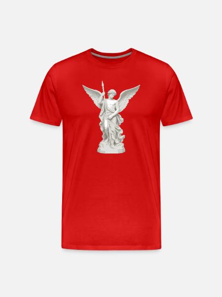 Geflügelter Engel mit Speer-Illustration - Männer Premium Bio T-Shirt - Rot