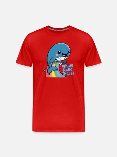 Rainbow Whale Hello There - Men's Premium Organic T-Shirt - red