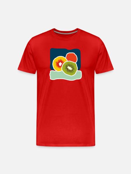 Bunte Kiwis – Fruchtige Pop-Illustration - Männer Premium Bio T-Shirt - Rot