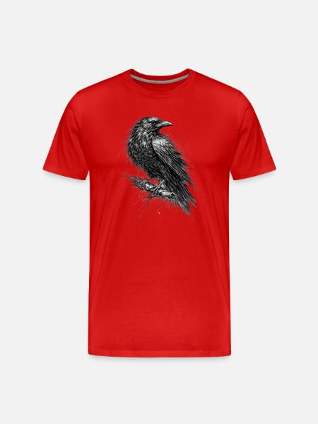 Raven Sketch Gothic Graphic - Men's Premium Organic T-Shirt - red