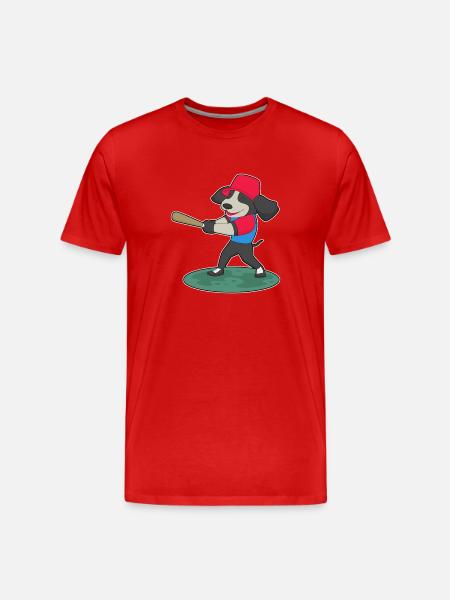 Dog Baseball Baseball Bat - Men's Premium Organic T-Shirt - red