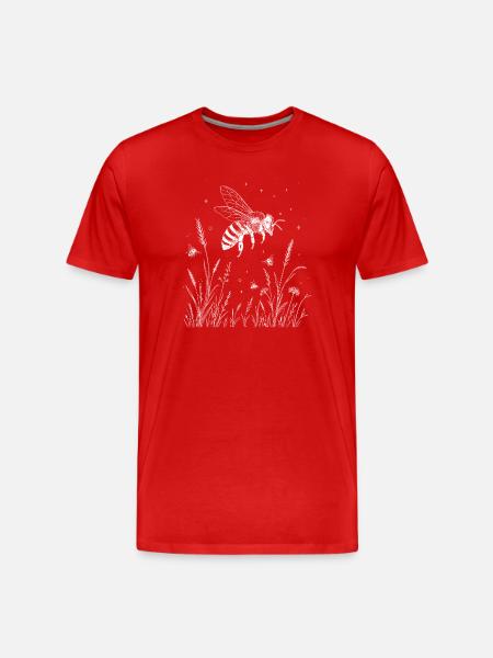 Bee Flowers - Men's Premium Organic T-Shirt - red