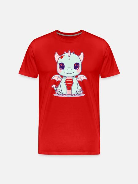 Mint dragon with wings - Men's Premium Organic T-Shirt - red