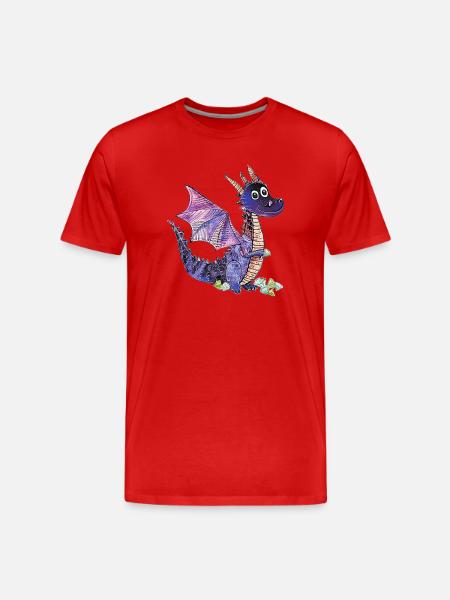 Purple Dragon Crystal Design - Men's Premium Organic T-Shirt - red