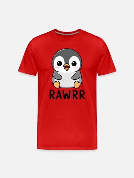 Cute Cartoon Penguin Chibi Rawr - Men's Premium Organic T-Shirt - red