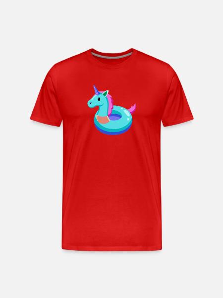 Unicorn Pool Toy - Men's Premium Organic T-Shirt - red