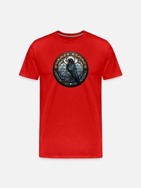 Hugin Ravnen | Mystisk vikingemotiv - Herre Premium T-shirt økologisk - rød