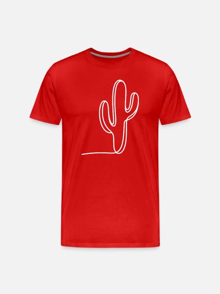 Cactus Line Drawing Design - Men's Premium Organic T-Shirt - red