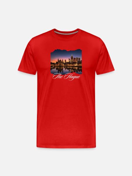 The Hague Evening Light Skyline - Men's Premium Organic T-Shirt - red
