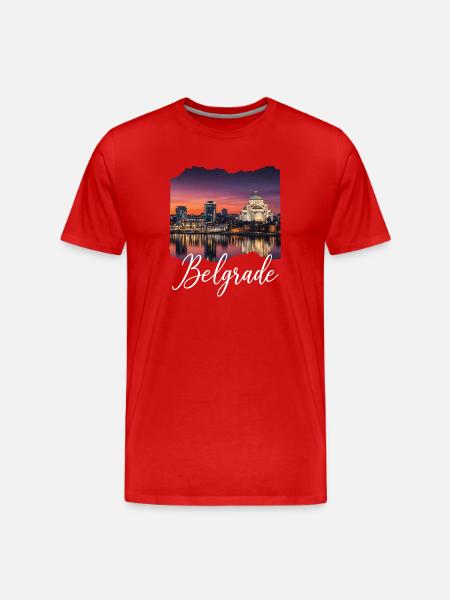 Silhouette du crépuscule de Belgrade - T-shirt bio Premium Homme - rouge