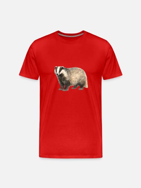 Illustration de blaireau à l’aquarelle - T-shirt bio Premium Homme - rouge