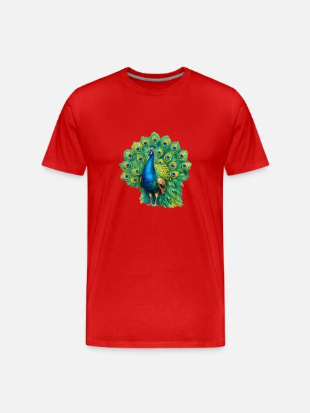 Magnificent peacock - Men's Premium Organic T-Shirt - red