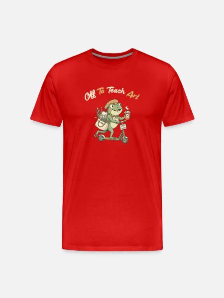 Art Frog Teacher on Scooter - Men's Premium Organic T-Shirt - red