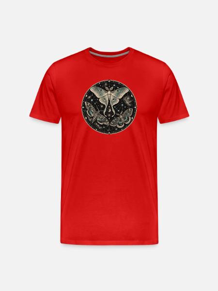 Cosmic butterflies in a mandala - Men's Premium Organic T-Shirt - red