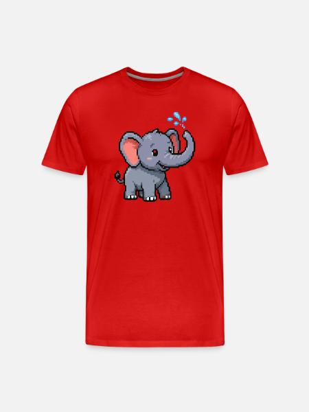 Pixel Elephant with Bubbles - Men's Premium Organic T-Shirt - red